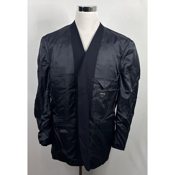 Alfani 44R Sport Coat 100% Wool All Black Three Button Fully Lined Formal - Picture 7 of 8
